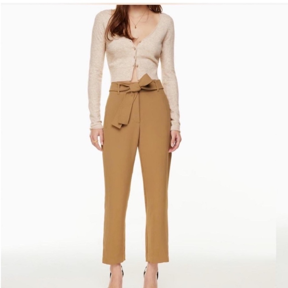 Aritzia Wilfred tie front pants constant camel brown 6 small medium